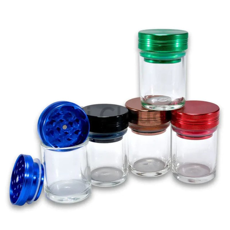 2 in 1 glass jar with grinder